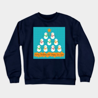 Christmas tree pyramid made of snowman and lettering on polka dot Crewneck Sweatshirt